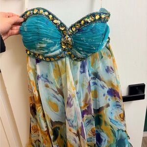 Tony Bowls Sky Blue Satin Gown